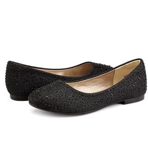 Dream Pairs Kids Girls Fashion Flat Shoes Princess Black/Glitter Size 2